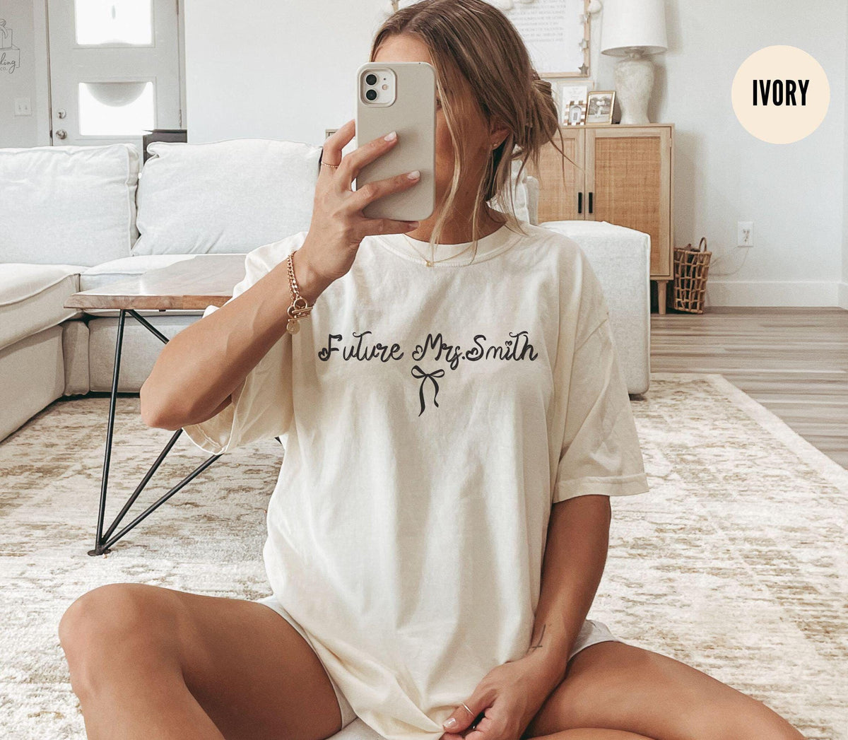 Personalized Future Mrs Shirt Custom Coquette Bachelorette Party TShirt Engagement Outfit for Bridal Shower Fiancee Gift Graphic Tee – Aesthetic Look · Top Pick For Any Outfit