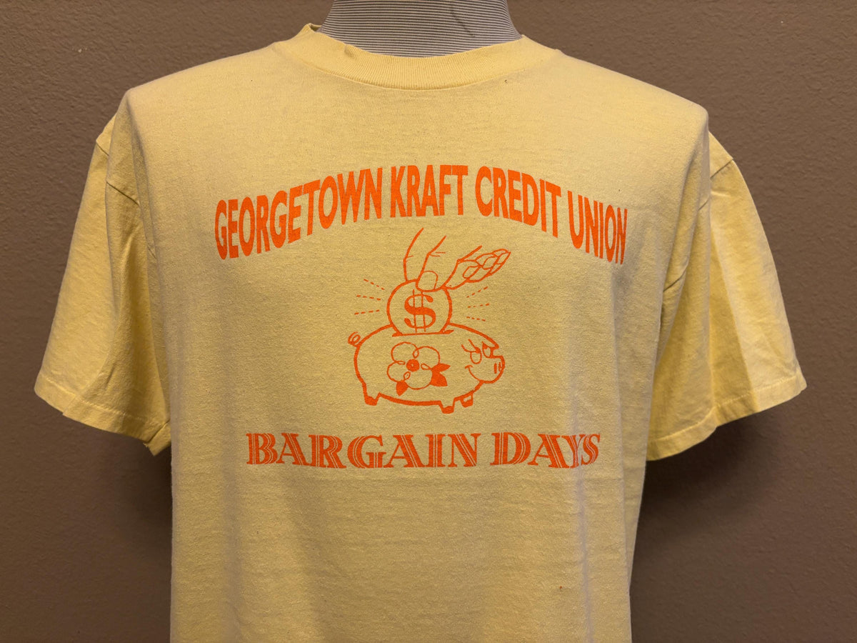 Vintage 9039s Georgetown Credit Union Bargain Days Piggy Bank Tshirt L Graphic Tee – Soft Feel · Top Pick For Any Outfit