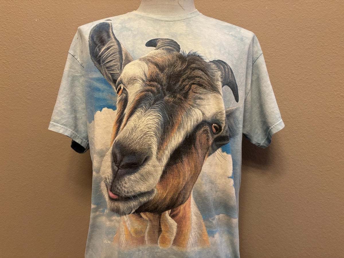 Vintage 200039s Goat In Clouds Cute Tye Dye Tshirt XL Graphic Tee – Soft Feel · Trending Graphic Apparel