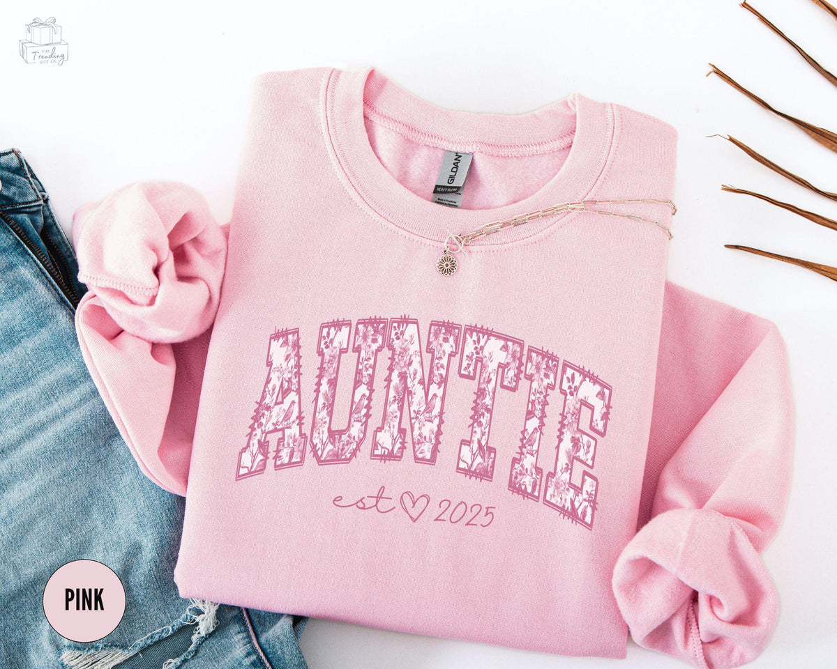 Auntie Est 2025 Sweatshirt Custom Aunt Crewneck Pregnancy Announcement New Aunt Mother39s day Gift Sister Mothers Day Gift Aunt Birthday Sweatshirt – Soft Feel · Top Pick For Any Outfit