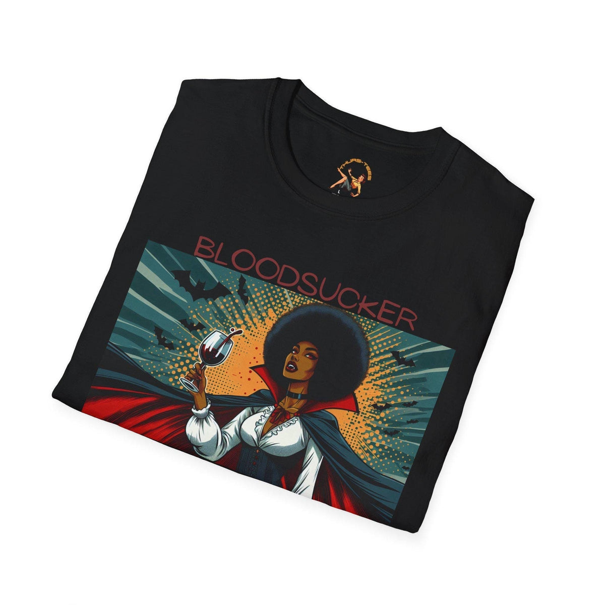 Bloodsucker T Shirt Blaxploitation Vampire Tee Vampiress Blood Drinker T Shirt Vintage Retro Comic Shirt Halloween Horror Film Wine Lover Graphic Tee – Bold Style · High-Quality Print