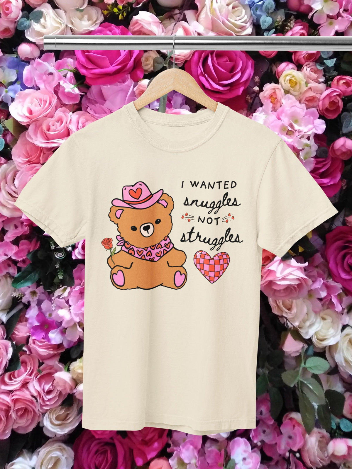 Funny Cowboy Bear Shirt with Heart Snuggles Not Struggles Silly Weirdcore Western Aesthetic Tee for Friend Animal Lover Gift Gen Z Humor Graphic Tee – Easygoing Wear · Perfect For Daily Wear