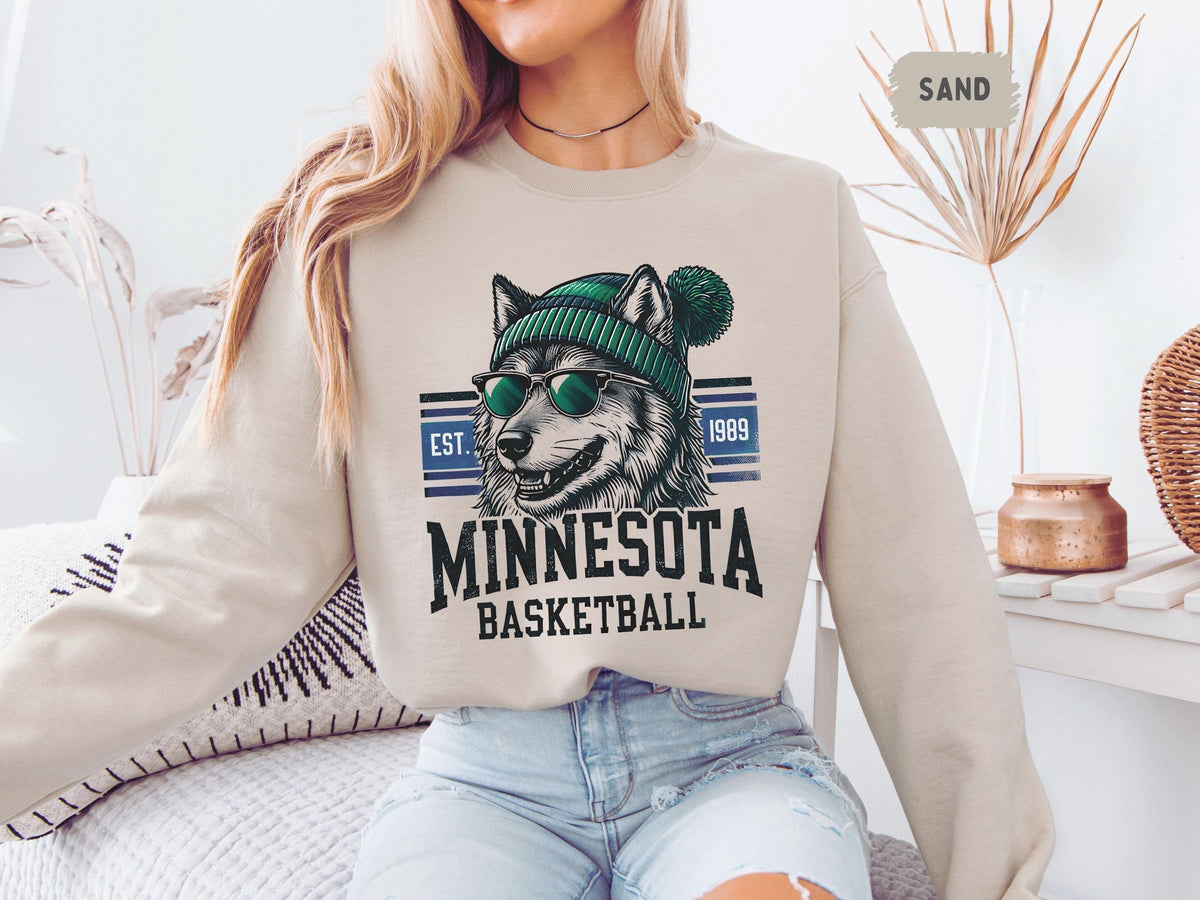 Minnesota Basketball Sweatshirt Unisex Crewneck wolves Gift Sports Fan Apparel MN Basketball Team Athlete Sweatshirt Sweatshirt – Feel-Good Design · Perfect For Daily Wear