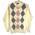Vintage Grandma Knit Wool Sweater Womens Medium Beige Made In Ireland Argyle 80s Graphic Tee – Aesthetic Look · Perfect For Daily Wear
