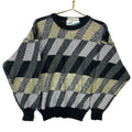 Vintage Grandpa Knit Sweater Size Medium Black Striped 70s 80s Graphic Tee – Aesthetic Look · High-Quality Print