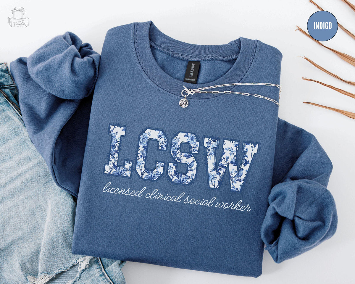 Toile Floral Social Worker Sweatshirt LCSW Graduation Gift Licensed Clinical Social Worker Shirt Social Worker SweaterTherapist Crewneck Sweatshirt – Feel-Good Design · Perfect For Daily Wear