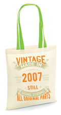 Vintage Made In 2007 Tote Bag 18th Birthday Gift Bag Born In 2007 Tote 18 Years Old Party Bag Quality Limited Edition Tote Tote Bag – Premium Graphic · Perfect For Daily Wear
