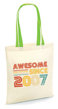 Awesome Since 2007 Tote Bag 18th Birthday Gift Bag Born in 2007 Party Bag Vintage Retro Tote Cool 18 Years Old Bag Tote Bag – Soft Feel · Top Pick For Any Outfit