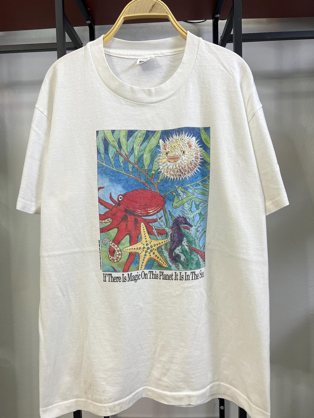 Vintage 90s Magic Is In The Sea 1992 T Shirt Ocean Wildlife Quote Tee Size L Graphic Tee – Easygoing Wear · Must-Have Style
