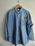 cartoon denim button up shirt men Large Graphic Tee – Feel-Good Design · High-Quality Print