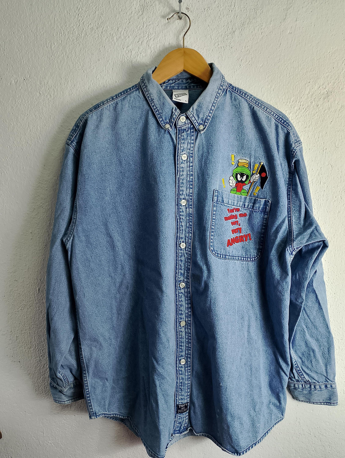 cartoon denim button up shirt men Large Graphic Tee – Feel-Good Design · High-Quality Print