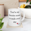 You39re My Favorite Reason to Smile Every Day Mug Boyfriend Valentines Day Gift for Him Gift for Him Husband Anniversary GiftGift for Her Graphic Tee – Fan Favorite · High-Quality Print