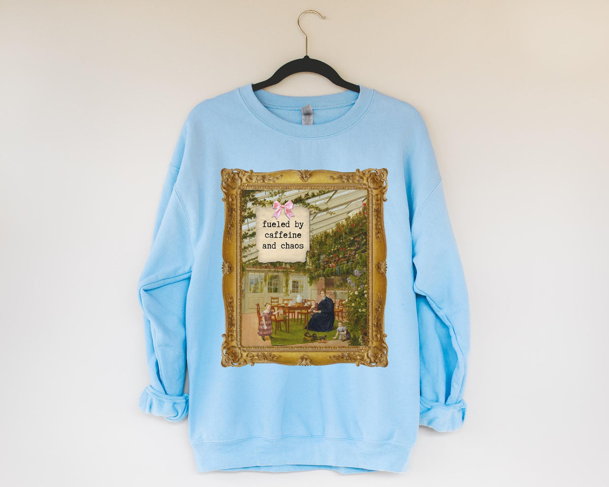 Fueled by Caffeine and Chaos Funny Saying Art History Sweatshirt Mom Who Loves Coffee Cute Mother39s Day Gift Humanities Professor Shirt Sweatshirt – Premium Graphic · Must-Have Style