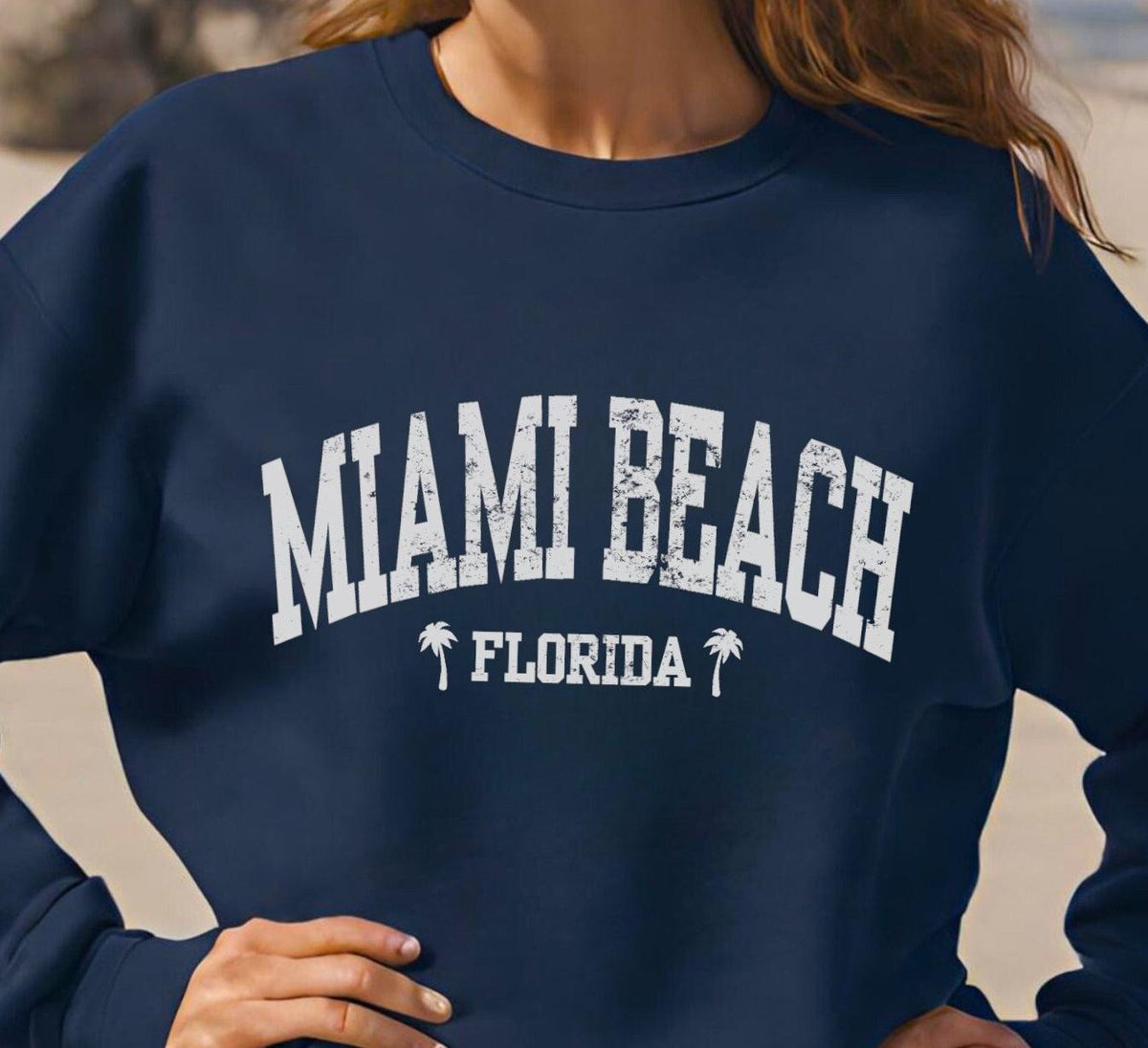 Miami Beach Sweatshirt Unisex Florida Palm Trees Shirt Crewneck Pullover Gift Souvenir Sweatshirt – Feel-Good Design · Perfect For Daily Wear