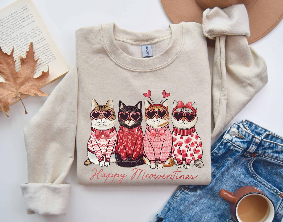 Cute Cat Valentine Sweatshirt Valentines Day Sweatshirt Meowentine Valentine Sweatshirt Funny Valentine Sweatshirt Valentine Cat Sweat Sweatshirt – Feel-Good Design · Top Pick For Any Outfit