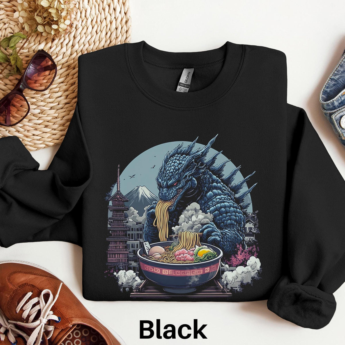 Ramen Dragon Sweatshirt Funny Noodles Sweater Monster Gift Dragon Lover Gift Japanese Sweatshirt Ramen Lover Gift Weird Foodie Gift Sweatshirt – Aesthetic Look · Must-Have Style