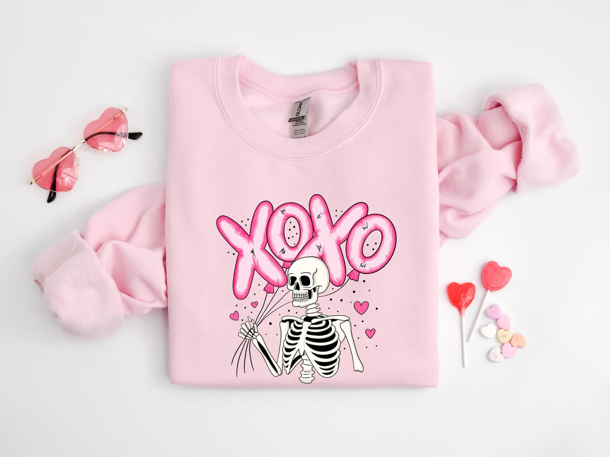 Skeleton XOXO Sweatshirt Valentines Day Gift Skull Valentines Day Shirt Heart Shirt Valentine Skeleton Shirt Skeleton Dancing Shirt Sweatshirt – Easygoing Wear · Top Pick For Any Outfit