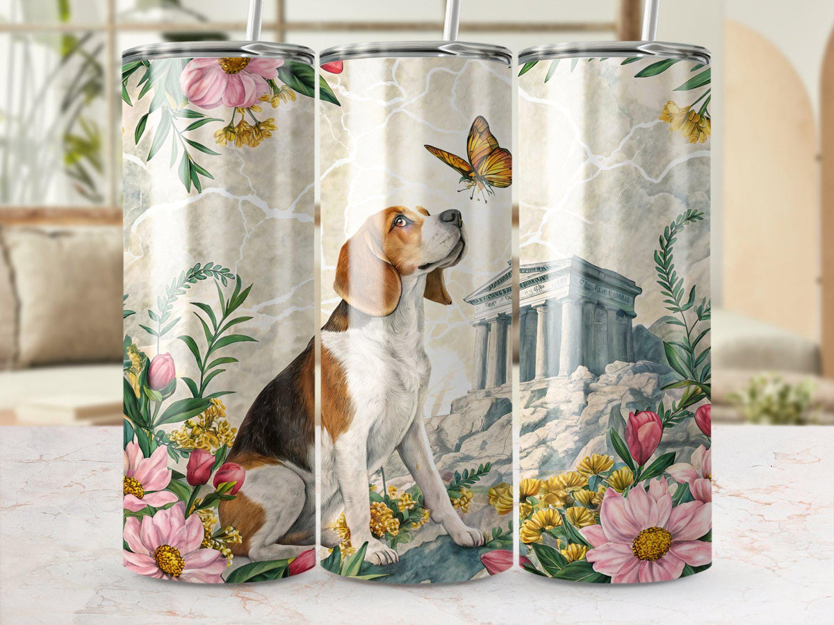 20 oz tumbler wrap png beagle dog in flower field butterfly digital background tumbler sublimation design Graphic Tee – Soft Feel · Trending Graphic Apparel