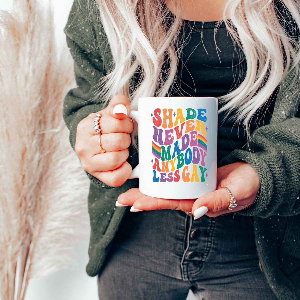 Shade Never Made Anybody Less Gay Gift LGBT Mug LGBTQ Mug Equality Gift Gay Pride Gift Gay Pride Mug Graphic Tee – Fan Favorite · Perfect For Daily Wear