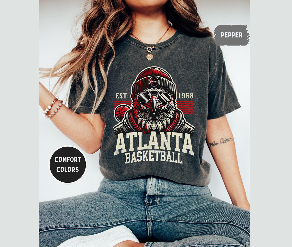 Atlanta Basketball Comfort Colors Tshirt Georgia Sports Tee Unisex Shirt Game Day Apparel Basketball Hawk Fan Gift Graphic Tee – Feel-Good Design · High-Quality Print