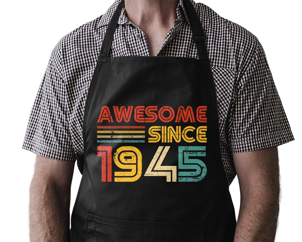 80th Birthday Gift Born 1945 Funny Cooking Apron BBQ Master Grill Pro 80 Years Old Kitchen Legend Gift Him Her Chef Graphic Tee – Aesthetic Look · Trending Graphic Apparel
