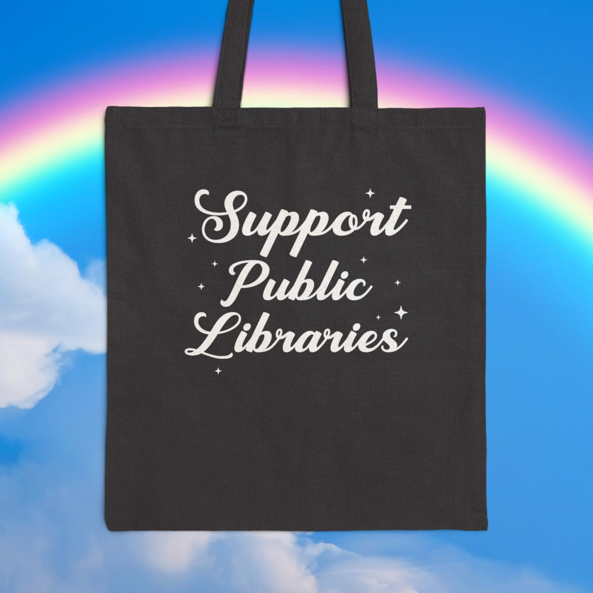 Support Public Library Tote Bag with Stars Gift for Librarian or Bookworm Who Loves Reading Read Banned Books Aeshetic Tote for Reader Tote Bag – Feel-Good Design · High-Quality Print