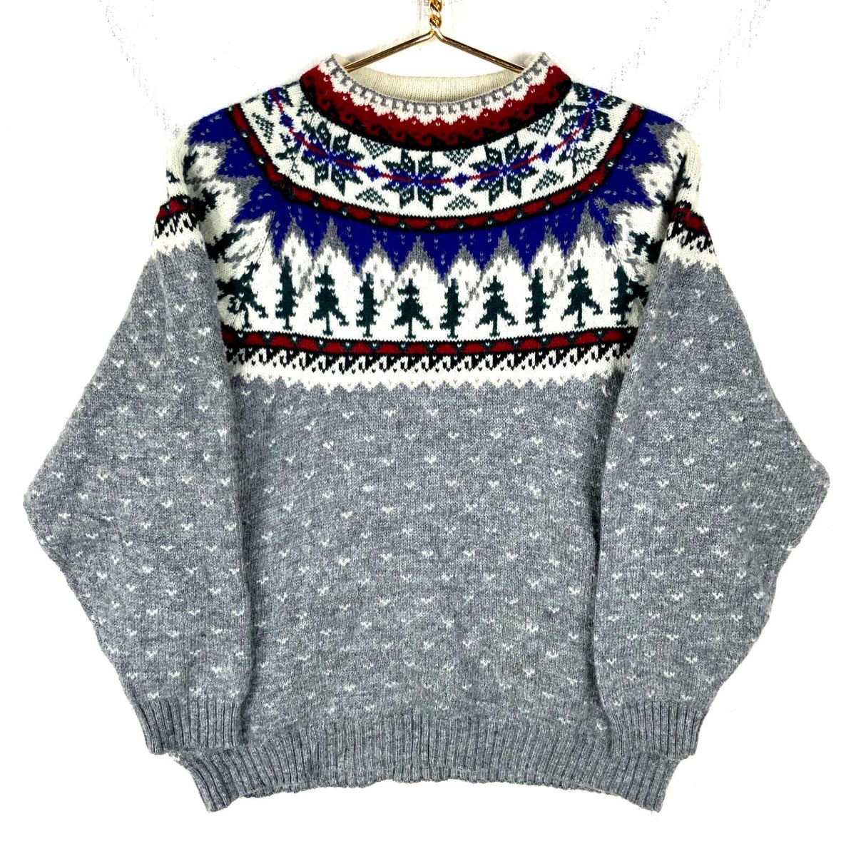Vintage Eddie Bauer Knit Wool Sweater Womens Small Gray Mock Neck Nordic Graphic Tee – Aesthetic Look · Top Pick For Any Outfit