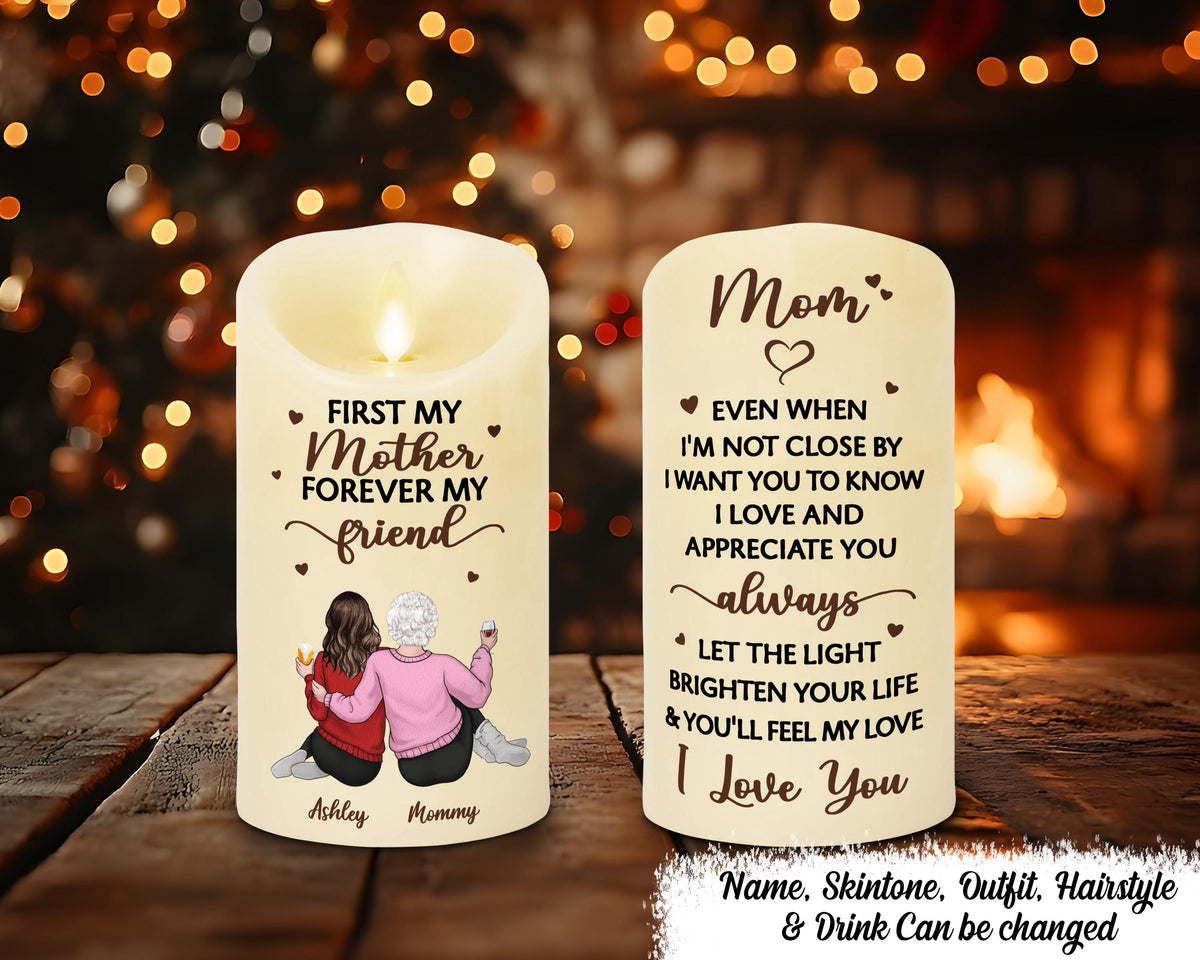 Gifts For Mom From Daughter Mother Gift Birthday Gift For Mom Mom Even When I39m Not Close By Family Gift Personalized Custom Led Candle Graphic Tee – Bold Style · Trending Graphic Apparel