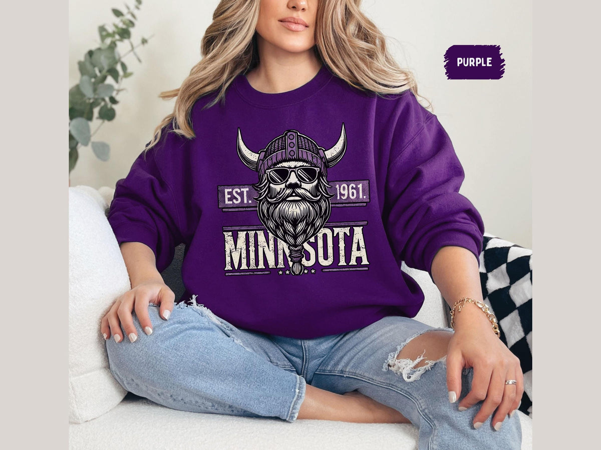 Minnesota Football Sweatshirt Unisex Crewneck Football Fan Gift Long Sleeve Pullover Sports Team Apparel Viking Spirit Clothing Sweatshirt – Everyday Comfort · Perfect For Daily Wear
