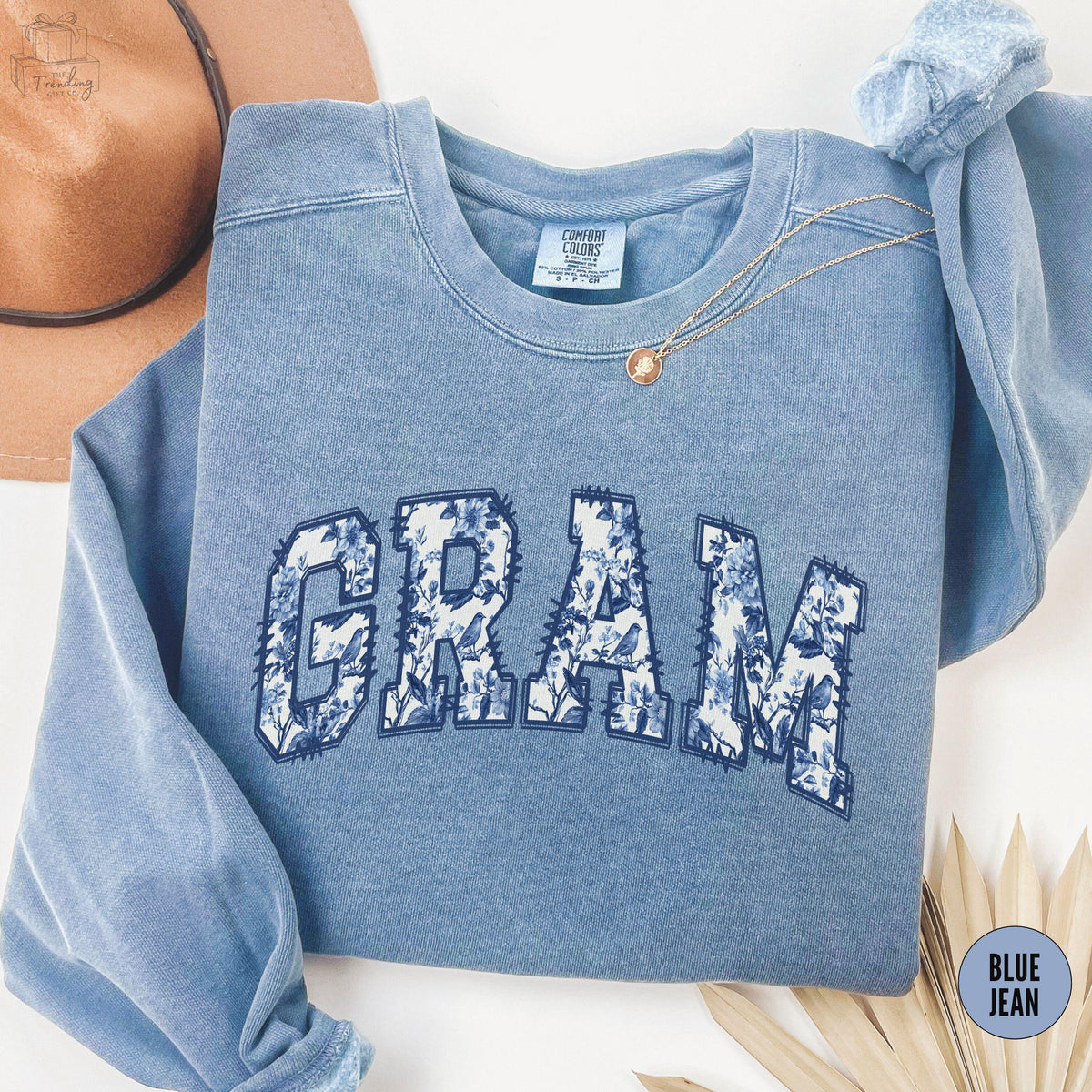 Gram Sweatshirt Grandma Birthday Sweater Floral Grams Crewneck New Grammy SweaterChinoiserie Mothers Day Gift For Grams Sweatshirt – Soft Feel · Perfect For Daily Wear