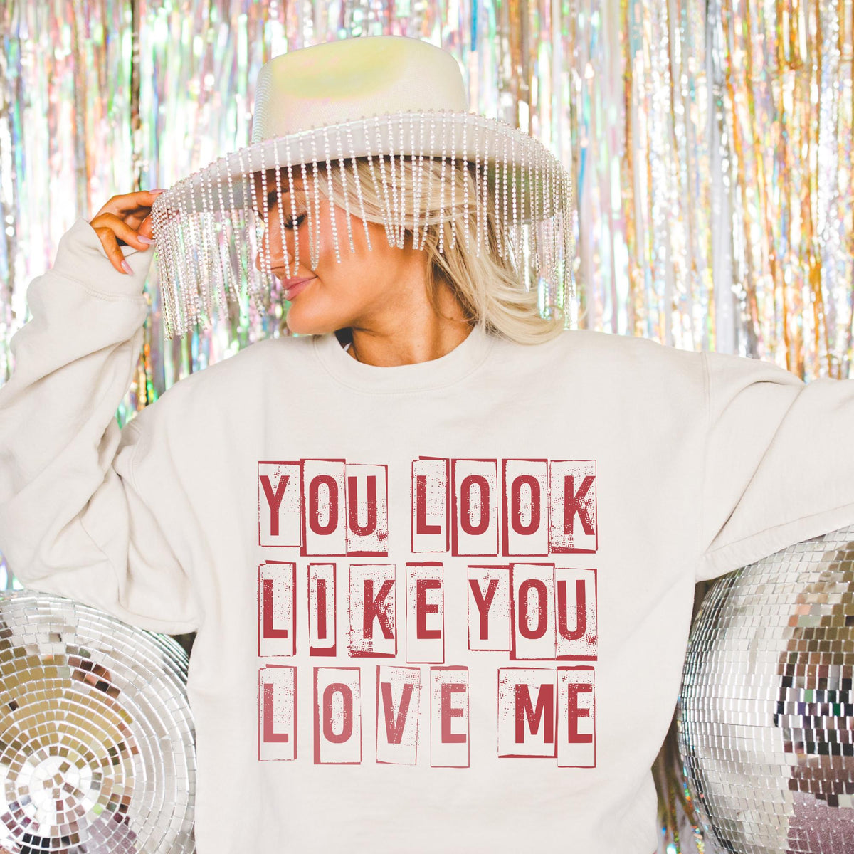 You Look Like You Love Me Sweatshirt XOXO Sweatshirt Womens Valentines Day Sweatshirt Retro Valentines Day Shirt Sweatshirt – Cozy Vibes · High-Quality Print