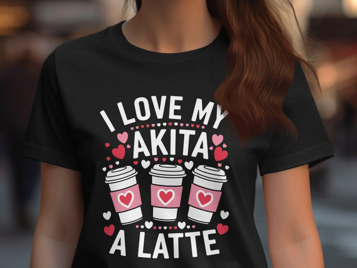 I Love My Akita a Latte TShirt Cute Dog Lover Gift Funny Graphic Tee Women39s Fashion Casual Wear Unique Design Coffee Lover Shirt Graphic Tee – Cozy Vibes · High-Quality Print
