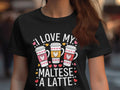 I love my maltese a latte graphic t shirt dog lover cute maltese shirt fun coffee dog tee womens casual top gift for dog moms Graphic Tee – Cozy Vibes · Great Gift For Fans