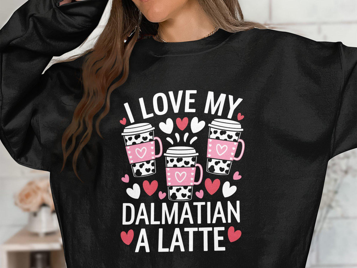 Cute Dog Sweatshirt I Love My Dalmatian A Latte Design Comfortable Pullover Top Adorable Pet Lover Apparel Dog and Latte Sweater Sweatshirt – Everyday Comfort · Top Pick For Any Outfit