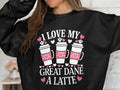 Great Dane Dog Sweatshirt I Love My Great Dane Sweatshirt Cute Dog Lover Gift Latte Lover Shirt Dog Themed Sweater Coffee Sweatshirt Sweatshirt – Everyday Comfort · Perfect For Daily Wear