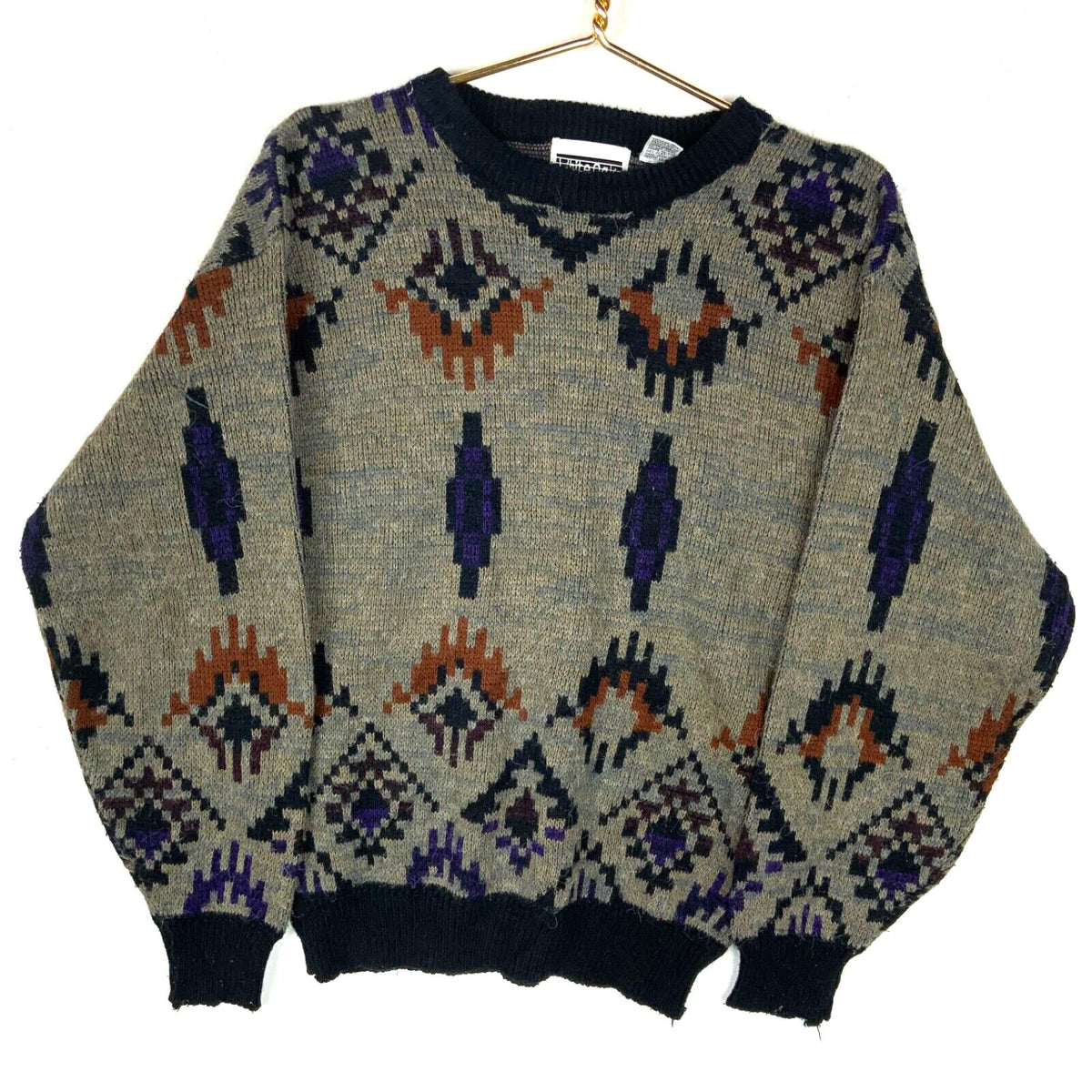 Vintage Grandma Knit Sweater Women39s Large Gray Geometric 90s Graphic Tee – Fan Favorite · Perfect For Daily Wear