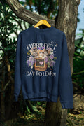 Kindergarten Teacher Sweatshirt for Kindergarten Crew Who Loves Cats Purrrfect Day to Learn 90s Throwback Colorful Maximalist Animal Gift Sweatshirt – Premium Graphic · Must-Have Style