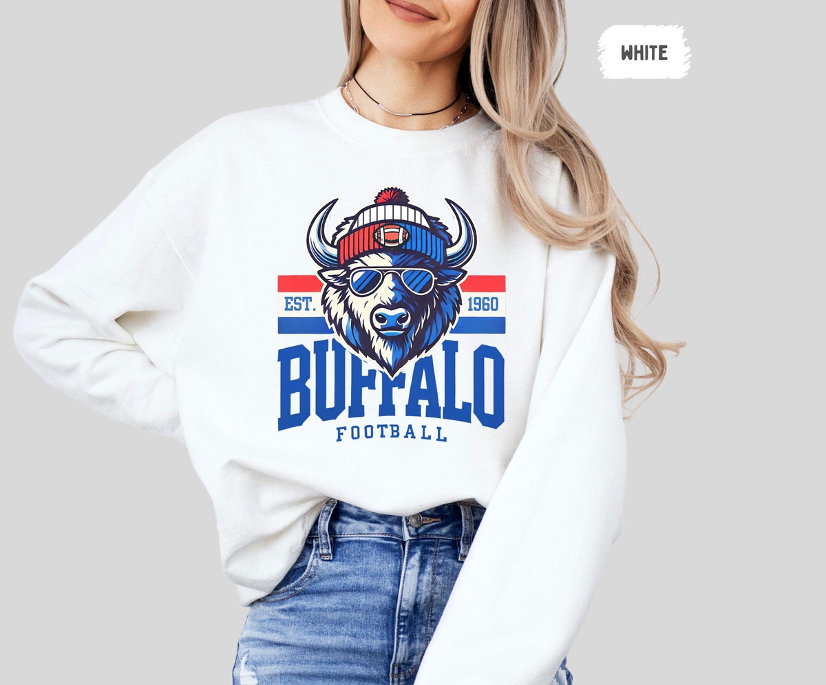 Buffalo Football Team Sweatshirt Unisex Crewneck Jumper Buffalo Fan Gift Football Team Apparel Bill Sports Lover Sweatshirt Sweatshirt – Fan Favorite · Trending Graphic Apparel