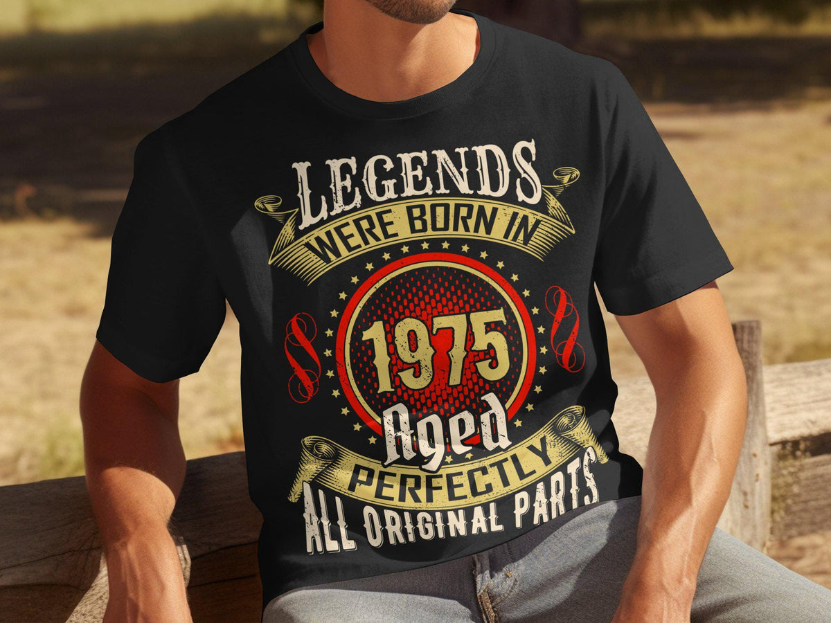 50th Birthday Men39s TShirt Vintage 1975 Born Legend Milestone Gift for Dad Grandpa Retro Celebration Tee Classic Fit 50 Years Old Present Graphic Tee – Easygoing Wear · Trending Graphic Apparel