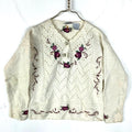 Vintage Grandma Knit Sweater Women39s Small White Henley Floral Beaded Cardigan Graphic Tee – Soft Feel · Must-Have Style