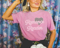 Romance Reader Tee Shirt with Checkered Heart Cute 90s Aesthetic Book Lover Gift Idea for Bookworm or Librarian Who Loves Romance Novels Graphic Tee – Soft Feel · Trending Graphic Apparel