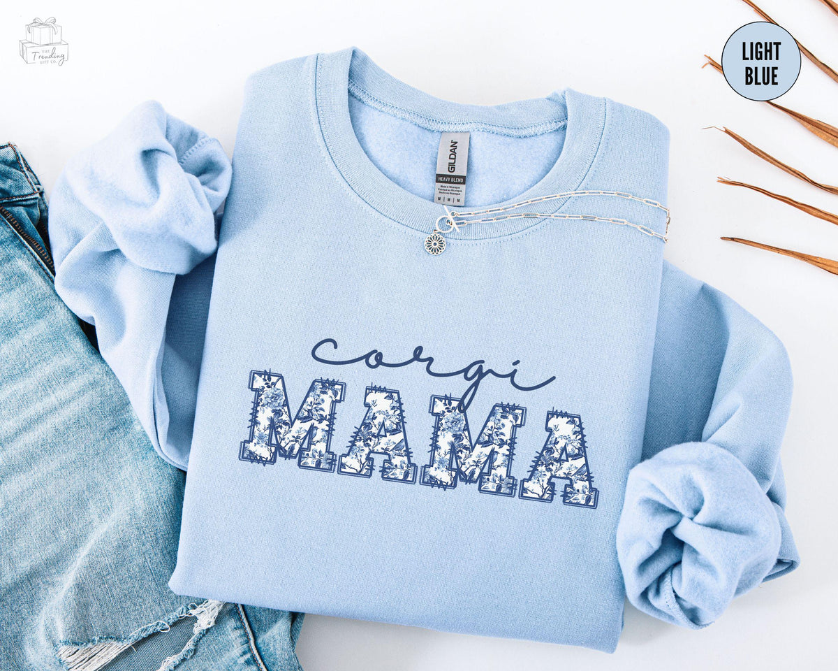 Corgi Mama Sweatshirt Floral Dog Mom Crewneck New Pet Owner Gift Toile Corgi Mothers Day Gifts Coquette Fur Mama Shirt for Corgi Lover Sweatshirt – Easygoing Wear · Must-Have Style