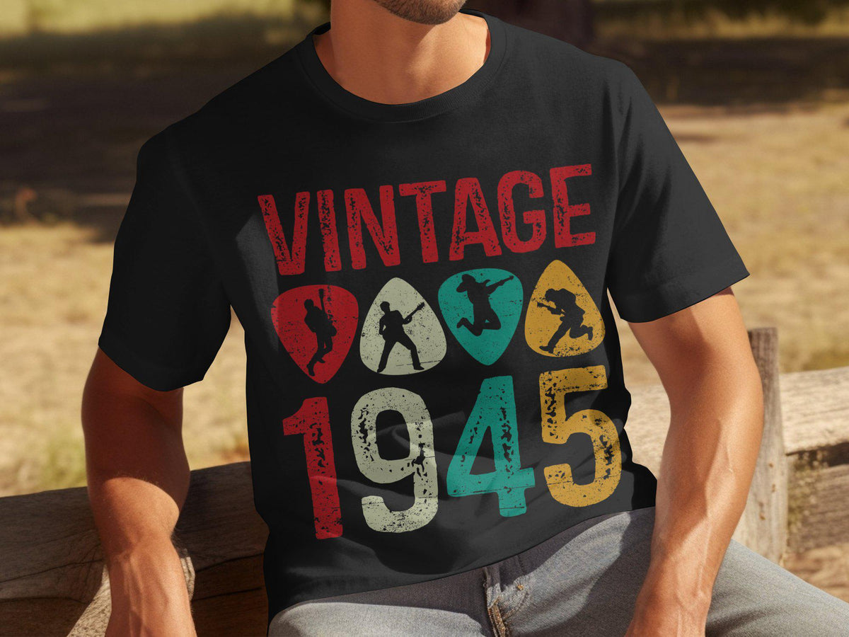 80 Years of Rock and Roll Vintage 1945 Guitar Pick Birthday T Shirt Dad Grandpa Music Lover Gift 80th Birthday Tee Graphic Tee – Everyday Comfort · Must-Have Style