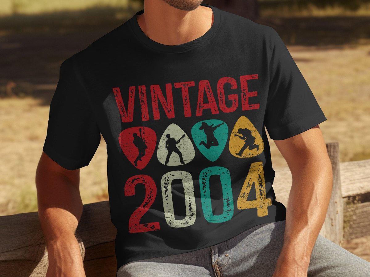 Men39s 2004 Birthday T Shirt Vintage Guitar Pick Design Classic Rock Son Brother Gift 21st Birthday 21 Years Old Tee Graphic Tee – Soft Feel · Great Gift For Fans