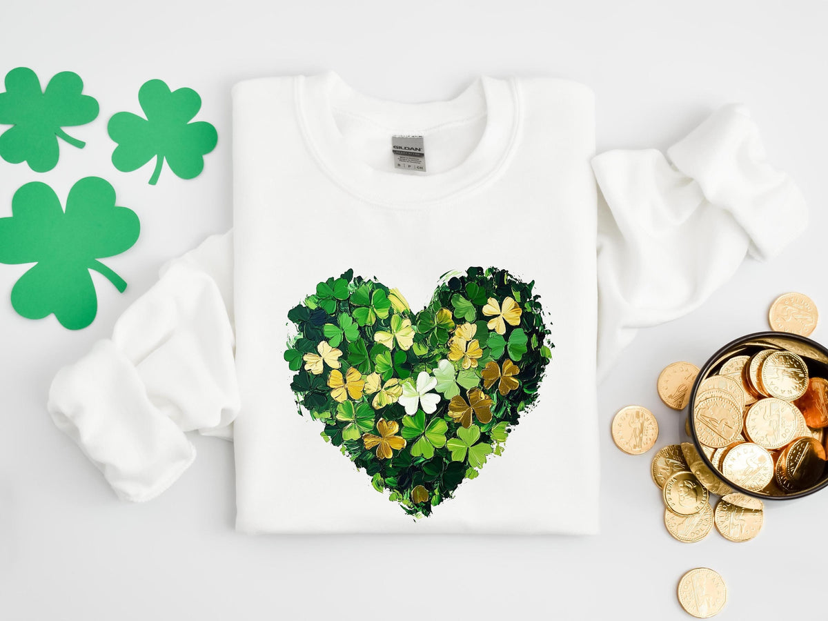 Women39s St Patricks Day Sweatshirts Shamrock Heart Sweatshirt Green Heart Sweatshirt Lucky Sweatshirt Heart Sweatshirt Irish Sweatshirt Sweatshirt – Warm & Stylish · Perfect For Daily Wear