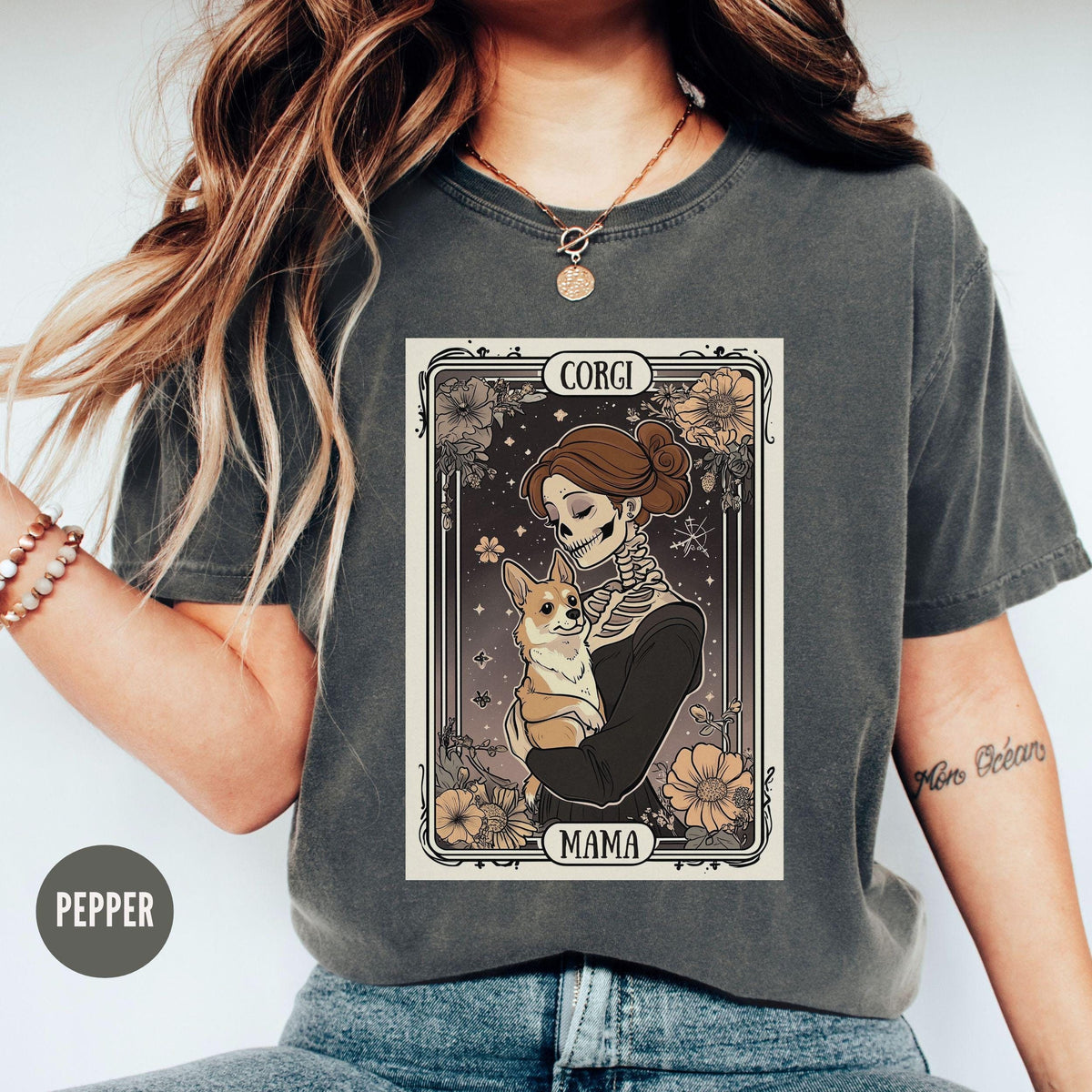 Corgi Shirt Corgi Mom Tarot Card Tshirt Halloween Dog Shirt Skeleton Lover Corgi Mama Tee Dog Mothers Day Gift Graphic Tee – Soft Feel · Top Pick For Any Outfit