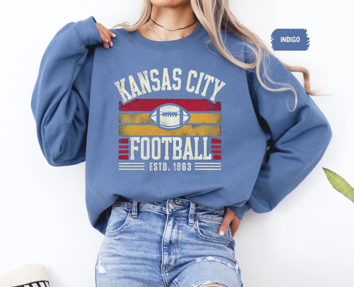 Kansas City Football Sweatshirt KC Chief Fan Gift Football Lover Apparel Kansas Team Sweatshirt Football Fan Gear Sweatshirt – Aesthetic Look · Top Pick For Any Outfit
