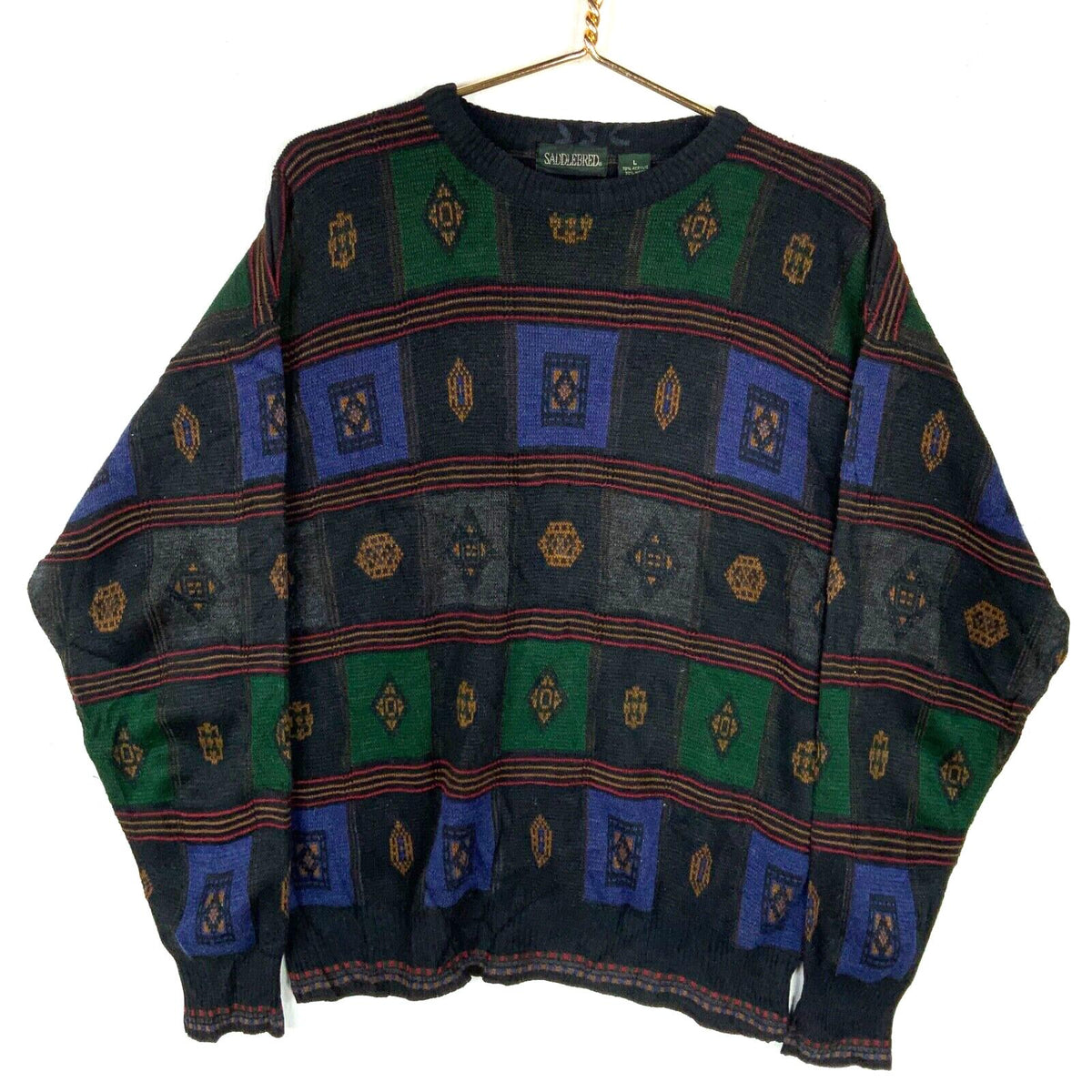 Vintage Grandpa Knit Wool Sweater Large Black Made In Italy Checkered Argyle 90s Graphic Tee – Cozy Vibes · High-Quality Print