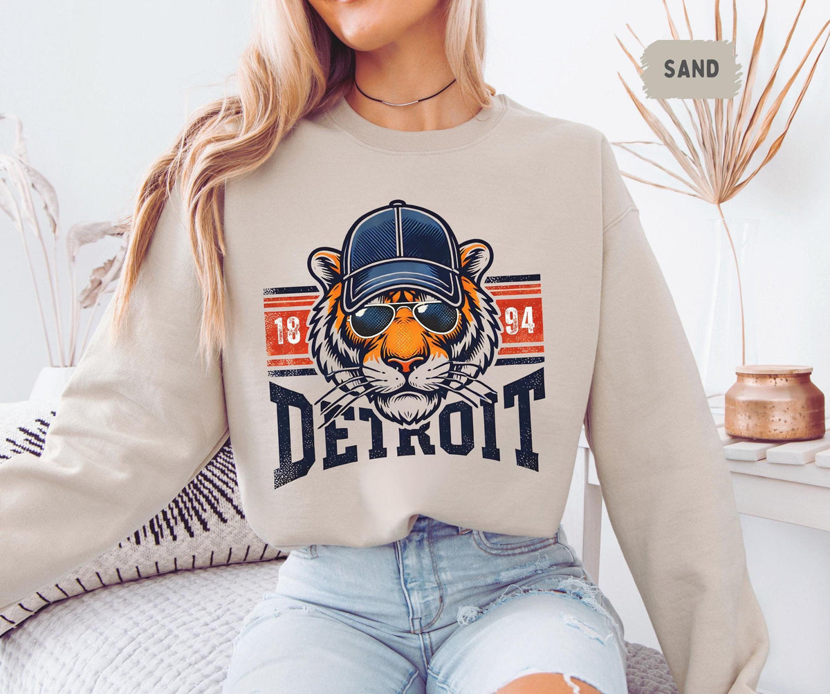 Detroit Baseball Sweatshirt Unisex Crewneck Pullover Sports Team Fan Apparel Gift for Baseball Fans Detroit Souvenir Tiger Sweater Sweatshirt – Bold Style · Great Gift For Fans