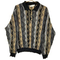 Vintage Grandpa Knit Sweater Large Black Collared Henley Made In Usa Striped 90s Graphic Tee – Cozy Vibes · High-Quality Print